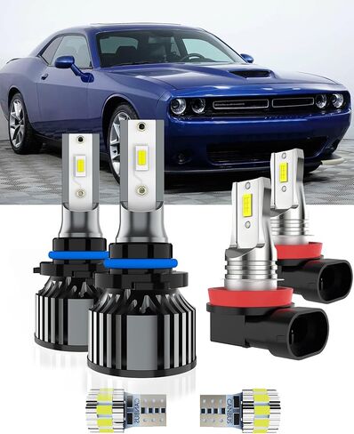Bulbs Fit For Dodge Ram 2002-2005, 9007 High/Low Beams 9006 Fog Lights License Plate Lights Combo, 400% Brightness 6000K White Light, Direct Replacement, Plug-N-Play, 6 Pack in Kuwait