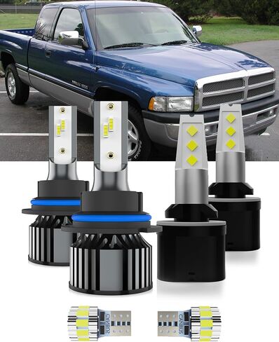 Bulbs Fit For Dodge Ram 2002-2005, 9007 High/Low Beams 9006 Fog Lights License Plate Lights Combo, 400% Brightness 6000K White Light, Direct Replacement, Plug-N-Play, 6 Pack in Kuwait