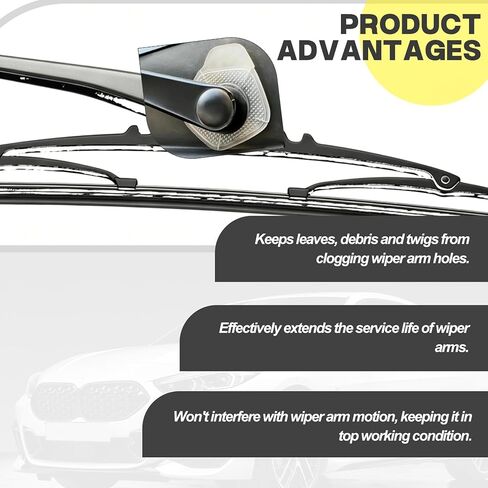 2PCS Silicone Windshield Wiper Arm Hole Protector Cover, Universal Front Wiper Pivot Guards Anti-Leaf Wiper Arm Protector, Auto Exterior Accessories for Most Cars, SUVs and Trucks (White) in Kuwait