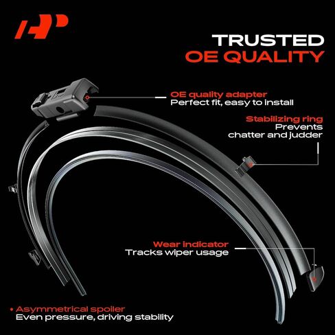 A-Premium 24"+19"+12" Windshield Wiper Blades Compatible with Honda Civic 2022 2023 2024 - Front Rear Wipers Blade Set, TLPN/FR_DH Arm Connector, with Wear Indicator & Towel (Pack of 3) in Kuwait