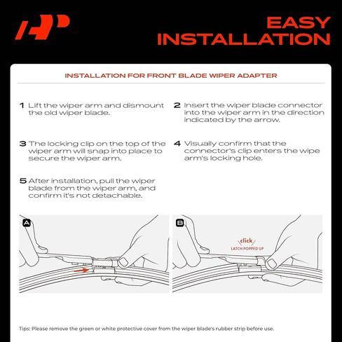 A-Premium 24"+19"+12" Windshield Wiper Blades Compatible with Honda Civic 2022 2023 2024 - Front Rear Wipers Blade Set, TLPN/FR_DH Arm Connector, with Wear Indicator & Towel (Pack of 3) in Kuwait