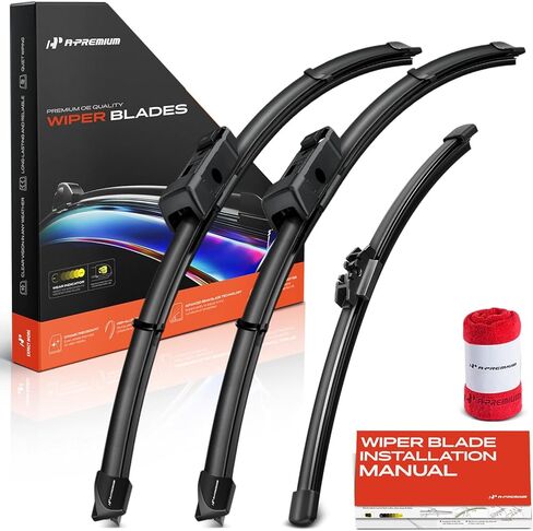 A-Premium 24"+19"+12" Windshield Wiper Blades Compatible with Honda Civic 2022 2023 2024 - Front Rear Wipers Blade Set, TLPN/FR_DH Arm Connector, with Wear Indicator & Towel (Pack of 3) in Kuwait