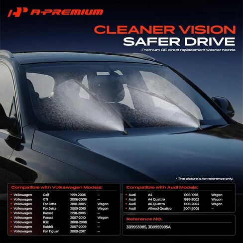 A-Premium Rear Windshield Washer Nozzle Compatible with Volkswagen Jetta 2001-2005/2009-2010, Passat, Golf, Tiguan, GTI, R32, Rabbit & Audi A4, A4 Quattro, A6 Quattro, Allroad Quattro in Kuwait