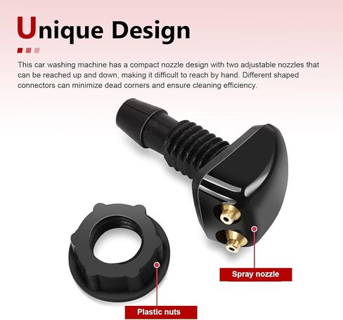 10 PCS Front Windshield Washer Nozzles Kit, Double-hole Windshield Wiper Spray with Hose and Adapters, 2 Spray Nozzles + 6 Connectors + 6.56 FT Water Hose, for Most Cars (Multicolored) in Saudi Arabia