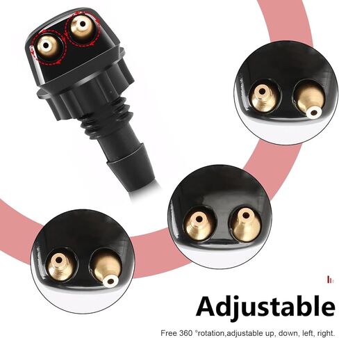 10 PCS Front Windshield Washer Nozzles Kit, Double-hole Windshield Wiper Spray with Hose and Adapters, 2 Spray Nozzles + 6 Connectors + 6.56 FT Water Hose, for Most Cars (Multicolored) in Saudi Arabia