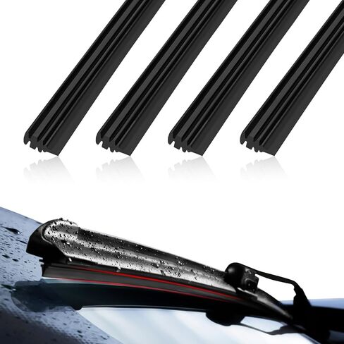 28" Wiper Blade Refill Replacement Rubber for Front and Rear Windshield Wiper, Universal Adjustable Frameless Windshield Wipers Inserts Silicone Windscreen Wipers Strip for Car, Truck, SUV (4PCS) in Kuwait