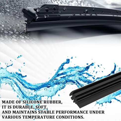 28" Wiper Blade Refill Replacement Rubber for Front and Rear Windshield Wiper, Universal Adjustable Frameless Windshield Wipers Inserts Silicone Windscreen Wipers Strip for Car, Truck, SUV (4PCS) in Kuwait