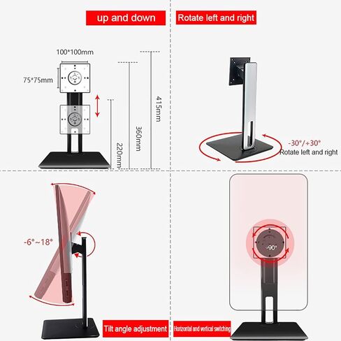 Single Monitor Mount, Single LCD Computer Monitor Free-Standing Desk Stand for 10 Inch to 27 Inch Computer Screen, Holds Up to 8kg/17.6 Lbs in Kuwait