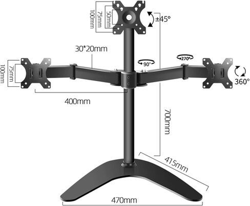 Triple Monitor Stand, 3 Monitor Desk Mount for Three Max 27 Inch Computer Screen, Three Heavy Duty Full Motion Adjustable Arms in Kuwait