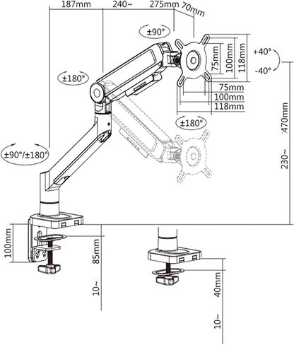 Single Monitor Desk Mount, Monitor Desk Stand for 17 Inch to 32 Inch Screen with Swivel, Height Adjustable, Rotation, Holds One Screen in Kuwait