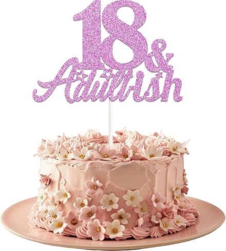 18th Birthday Cake Topper Rose Gold Glitter Happy 18th Birthday Decorations for Girls 18 & Adultish Cake Topper Funny Gifts 18th Birthday Party Supplies in Saudi Arabia