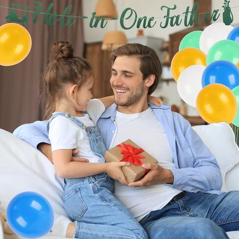 Happy Fathers Day Decorations, Golf Theme Happy Father's Day Party Supplies Including Banners, Latex Balloons, Cake Toppers in Saudi Arabia