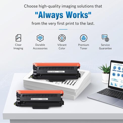 خرطوشة حبر TN830XL ​​متوافقة مع Brother DCP L2640DW L2647DW HL L2420DW L2460DW L2460DWXL L2465DW L2480DW L2865DW MFC L2820DW L2900DWXL L2980DW (إصدار جديد من قطعتين) in Kuwait