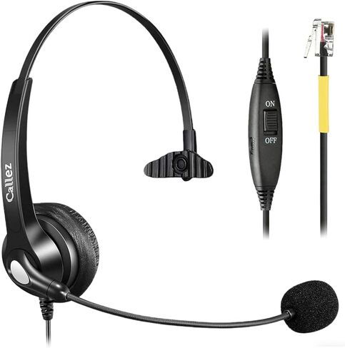 Callez RJ9 Yealink Phone Headset with Noise Cancelling Mic & Volume Controls, Mono Telephone Headset for Office Phones Compatible with Yealink T46S T42S T41S T40G T29G T27G T23G T54W Landline Phones in Kuwait