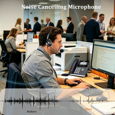 Callez RJ9 Yealink Phone Headset with Noise Cancelling Mic & Volume Controls, Mono Telephone Headset for Office Phones Compatible with Yealink T46S T42S T41S T40G T29G T27G T23G T54W Landline Phones in Kuwait