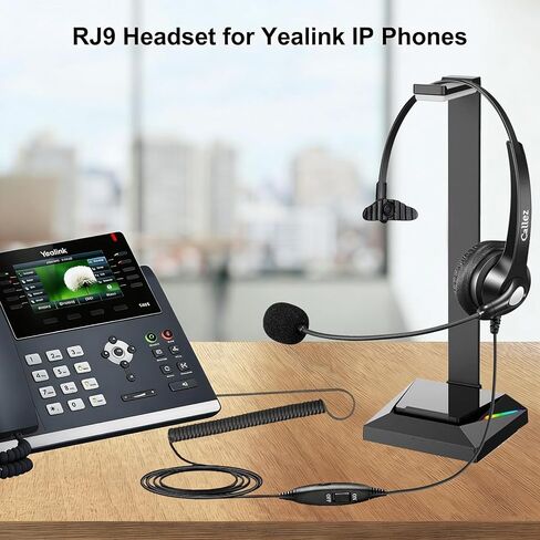 Callez RJ9 Yealink Phone Headset with Noise Cancelling Mic & Volume Controls, Mono Telephone Headset for Office Phones Compatible with Yealink T46S T42S T41S T40G T29G T27G T23G T54W Landline Phones in Kuwait