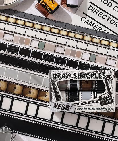 مجموعة شريط واشي للفيلم العتيق، شريط لاصق مزخرف لفيلم الكاميرا الرجعية لسجلات القصاصات، الحرف اليدوية اليدوية، ألبومات الصور الفوتوغرافية هدية، شريط لاصق للتغليف (10 لفات) in Kuwait