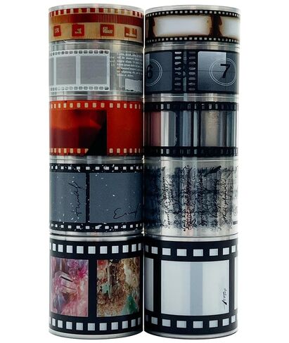 مجموعة شريط واشي للفيلم العتيق، شريط لاصق مزخرف لفيلم الكاميرا الرجعية لسجلات القصاصات، الحرف اليدوية اليدوية، ألبومات الصور الفوتوغرافية هدية، شريط لاصق للتغليف (10 لفات) in Kuwait