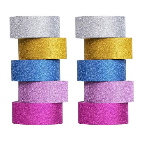 10 Rolls Glitter Washi Tape Set, 15mm x 3m Sparkle Decorative Masking Tape, Premium Adhesive Craft Tape for DIY Scrapbooking, Gift Wrapping, Planners and Art Projects in Saudi Arabia