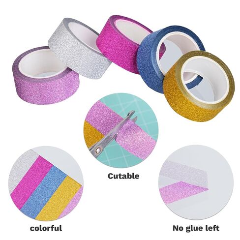 10 Rolls Glitter Washi Tape Set, 15mm x 3m Sparkle Decorative Masking Tape, Premium Adhesive Craft Tape for DIY Scrapbooking, Gift Wrapping, Planners and Art Projects in Saudi Arabia