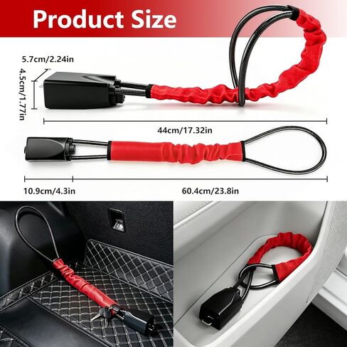 Car Steering Wheel Lock, 2 Pack Anti Theft Device with Seat Belt Lock, Max 17" Locking Length, Thickened Steel Wire, Quick Install, 3 Keys Included, Easy to Store, Fits Most Cars, SUVs & Truck in Saudi Arabia