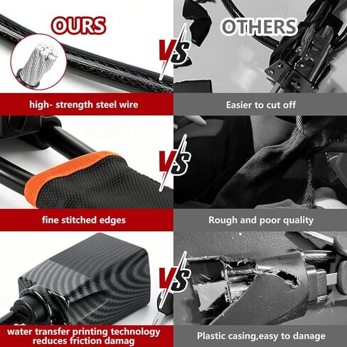 Car Steering Wheel Lock, 2 Pack Anti Theft Device with Seat Belt Lock, Max 17" Locking Length, Thickened Steel Wire, Quick Install, 3 Keys Included, Easy to Store, Fits Most Cars, SUVs & Truck in Saudi Arabia