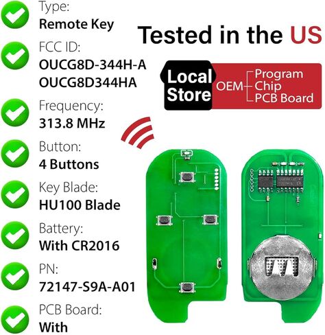 Replacement for 2002 2003 2004 Honda CR-V Key Fob Remote Control OUCG8D-344H-A OUCG8D344HA 4 Buttons 313.8MHz in Kuwait