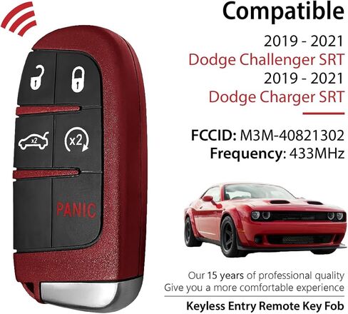 Car Key Fob Remote Keyless Entry Control M3M-40821302 433MHz 5 Button Replacement for 2019 2020 2021 Dodge Challenger Charger SRT - 2 Pack in Kuwait