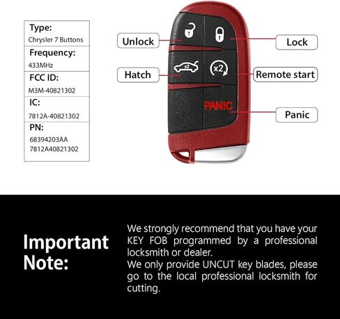 Car Key Fob Remote Keyless Entry Control M3M-40821302 433MHz 5 Button Replacement for 2019 2020 2021 Dodge Challenger Charger SRT - 2 Pack in Kuwait