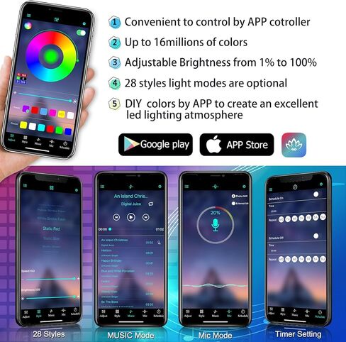 Car LED Interior Strip Light- Wireless Bluetooth APP Control, Multicolor RGB 5 in 1 with 236 inches Fiber Optic Ambient Lighting Kits, 16 Million Colors Sound Active Neon Led Lights Strip for Car in Kuwait