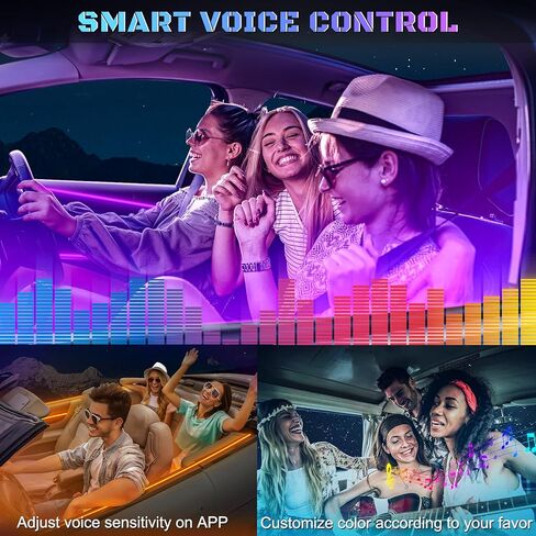 Car LED Interior Strip Light- Wireless Bluetooth APP Control, Multicolor RGB 5 in 1 with 236 inches Fiber Optic Ambient Lighting Kits, 16 Million Colors Sound Active Neon Led Lights Strip for Car in Kuwait