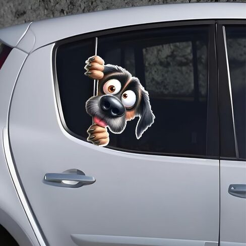 Funny Dog Car Sticker, Waterproof Cartoon Window Decals, 2-Pack for Cars, SUVs, Vans, Laptops, Decorative Vehicle Stickers c063 in Saudi Arabia