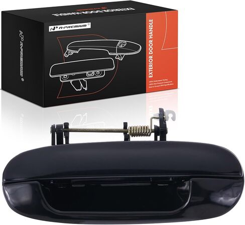A-Premium Rear Left Driver Side Exterior Door Handle Compatible with Chevrolet Trailblazer 2002-2009 & GMC Envoy & Buick Rainier & Saab 9-7x & Isuzu Ascender & Oldsmobile Bravada, Smooth Black in Kuwait