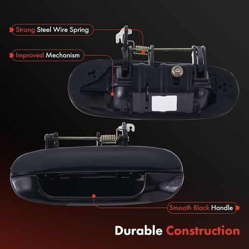 A-Premium Rear Left Driver Side Exterior Door Handle Compatible with Chevrolet Trailblazer 2002-2009 & GMC Envoy & Buick Rainier & Saab 9-7x & Isuzu Ascender & Oldsmobile Bravada, Smooth Black in Kuwait