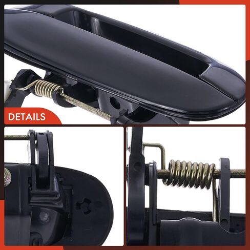 A-Premium Rear Left Driver Side Exterior Door Handle Compatible with Chevrolet Trailblazer 2002-2009 & GMC Envoy & Buick Rainier & Saab 9-7x & Isuzu Ascender & Oldsmobile Bravada, Smooth Black in Kuwait