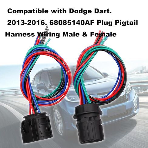 Headlights Connector Compatible with Dodge Dart. 2013-2016. 68085140AF Plug Pigtail Harness Wiring Male & Female in Kuwait