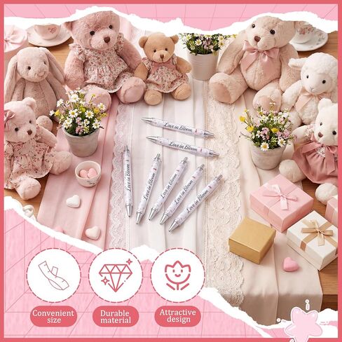 Tenceur 24 Pcs Love in Bloom Bridal Shower Ballpoint Pens Bulk Wildflower Wedding Shower Pen Gift for Mr and Mrs Floral Engagement Wedding Bachelorette Party Decor Supplies in Kuwait