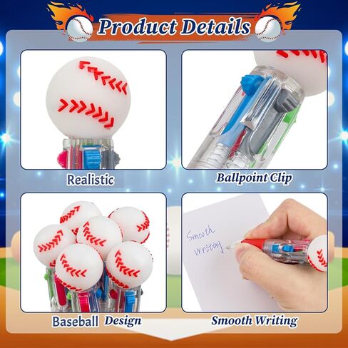 Mepmela Baseball Team Gifts for Players, 24 Pack Multicolor Pens with Motivational Cards, Baseball Party Favors Goodie Bag Fillers End of Season Team Gifts Summer Camp Rewards in Saudi Arabia