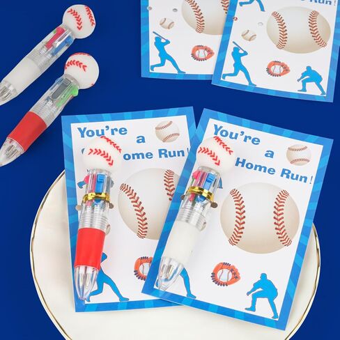 Mepmela Baseball Team Gifts for Players, 24 Pack Multicolor Pens with Motivational Cards, Baseball Party Favors Goodie Bag Fillers End of Season Team Gifts Summer Camp Rewards in Saudi Arabia