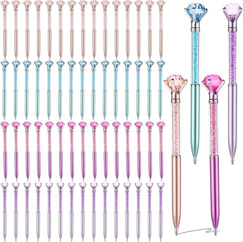 60 Pcs Diamond Pens Bulk, Bling Black Ink Rhinestones Ballpoint Pens Set Crystal Glitter Bridal Shower Decor for Women School Office Supplies Wedding Birthday Party Present in Kuwait