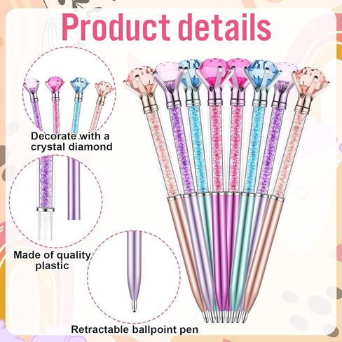 60 Pcs Diamond Pens Bulk, Bling Black Ink Rhinestones Ballpoint Pens Set Crystal Glitter Bridal Shower Decor for Women School Office Supplies Wedding Birthday Party Present in Kuwait