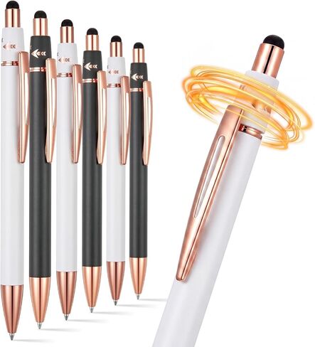 Qeeenar 6 Pack Adult Fidget Spinner Pen, Rotating Stress Release Ballpoint Pens, 5.83 Inch, Dual Function Writing and Touchscreen Stylus Fidget Pens for Adults Office, Home (Gunmetal Gray) in Kuwait