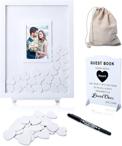 Othran Wedding Guest Book, Wedding Guest Book Alternative with Wooden Hearts, Guest Book Wedding Reception Wedding Book for Guests for Wedding Anniversary Baby Shower Birthday Party in Saudi Arabia