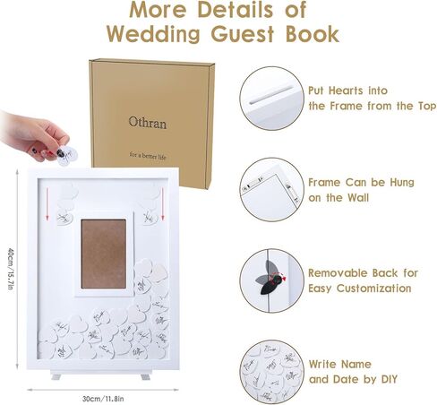 Othran Wedding Guest Book, Wedding Guest Book Alternative with Wooden Hearts, Guest Book Wedding Reception Wedding Book for Guests for Wedding Anniversary Baby Shower Birthday Party in Saudi Arabia