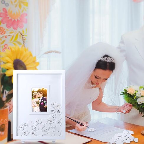 Othran Wedding Guest Book, Wedding Guest Book Alternative with Wooden Hearts, Guest Book Wedding Reception Wedding Book for Guests for Wedding Anniversary Baby Shower Birthday Party in Saudi Arabia