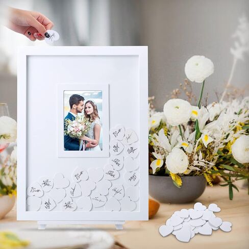 Othran Wedding Guest Book, Wedding Guest Book Alternative with Wooden Hearts, Guest Book Wedding Reception Wedding Book for Guests for Wedding Anniversary Baby Shower Birthday Party in Saudi Arabia