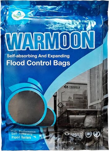 حواجز الفيضانات ذاتية الامتصاص من Warmoon (8/10/12 قدمًا) - أكياس منشطة بالمياه بدون رمل، حماية من الفيضانات قابلة لإعادة الاستخدام للاستخدام المنزلي والتجاري (8 أقدام (عبوة من قطعتين)) in Kuwait