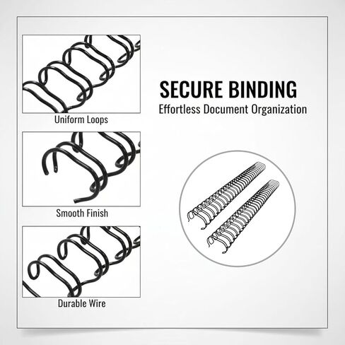 100 Pcs Black 34-Hole Twin-Loop Binding Wire, 9/16 in 14.3mm, 3:1 Pitch Dual Coil Spines for Notebooks Calendars Documents, Holds About 120 A4 Paper in Saudi Arabia