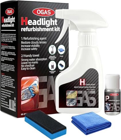 Headlight Restoration Kit, Car Headlight Cleaner & Polish, Oxidation & Yellowing Remover, DIY Coating Solution, 6 fl. oz in Saudi Arabia