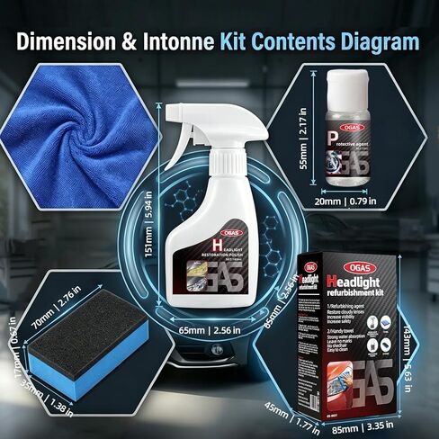 Headlight Restoration Kit, Car Headlight Cleaner & Polish, Oxidation & Yellowing Remover, DIY Coating Solution, 6 fl. oz in Saudi Arabia